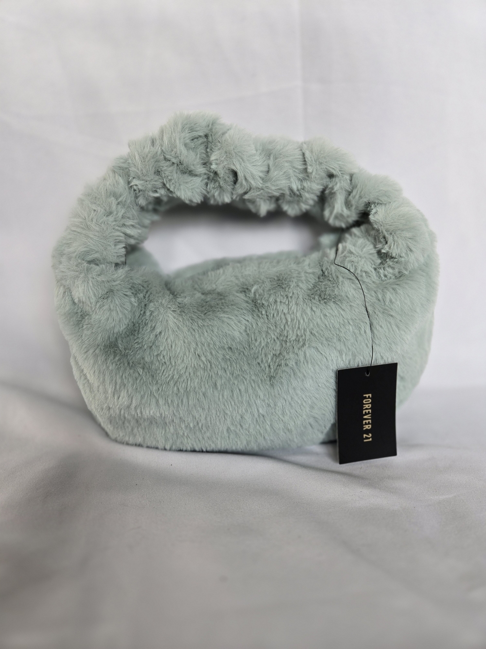 Forever 21 Plush Faux Fur Mini Bag in Sage Green
